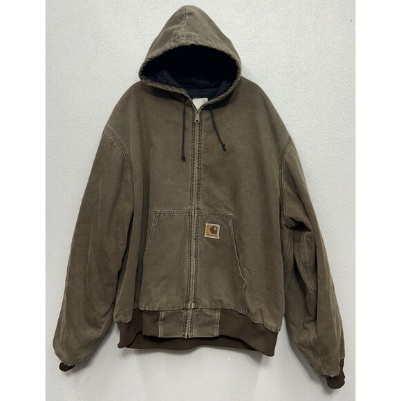 Carhartt JQ282 Mens Jacket Coat XXL 2XL Brown Duck Canvas Chore Barn USA Vintage - Picture 1 of 6